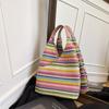 Новая модная повседневная сумка большой вместимости, на плечо, женская сумка, плетеная сумка, сумка в полоску, сумка-тоут