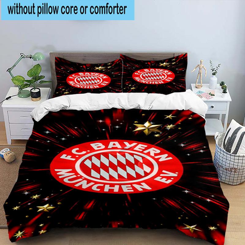 3pcs FC Bayern München Printed Bedding Set Duvet Cover Closure Includes 1 Duvet Cover & 2 Pillowcases Bedding Sets Home Decor Gifts