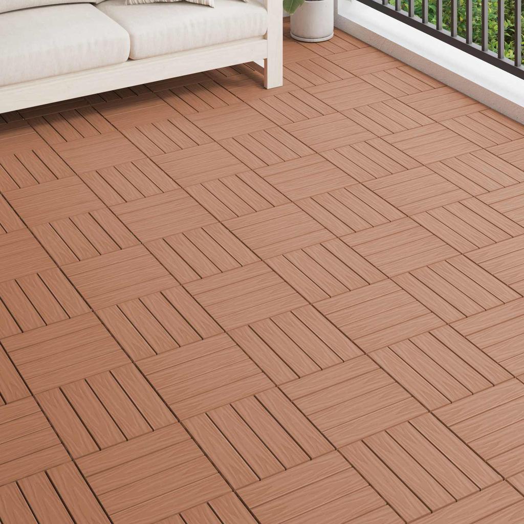 Terrace Tile 3D Design 11 pcs Light Brown 30 x 30 cm WPC