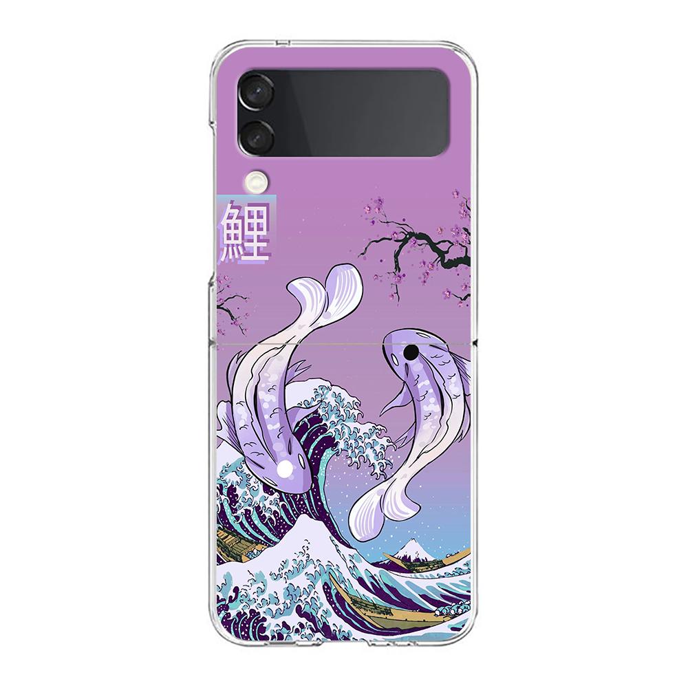 Чехол для телефона Samsung Z Flip 5 Z Flip 3 с изображением рыбы кои, прозрачный жесткий чехол для Samsung Z Flip 3 Z Flip 4 Galaxy Cover ZFlip 5G Складной Coque Funda