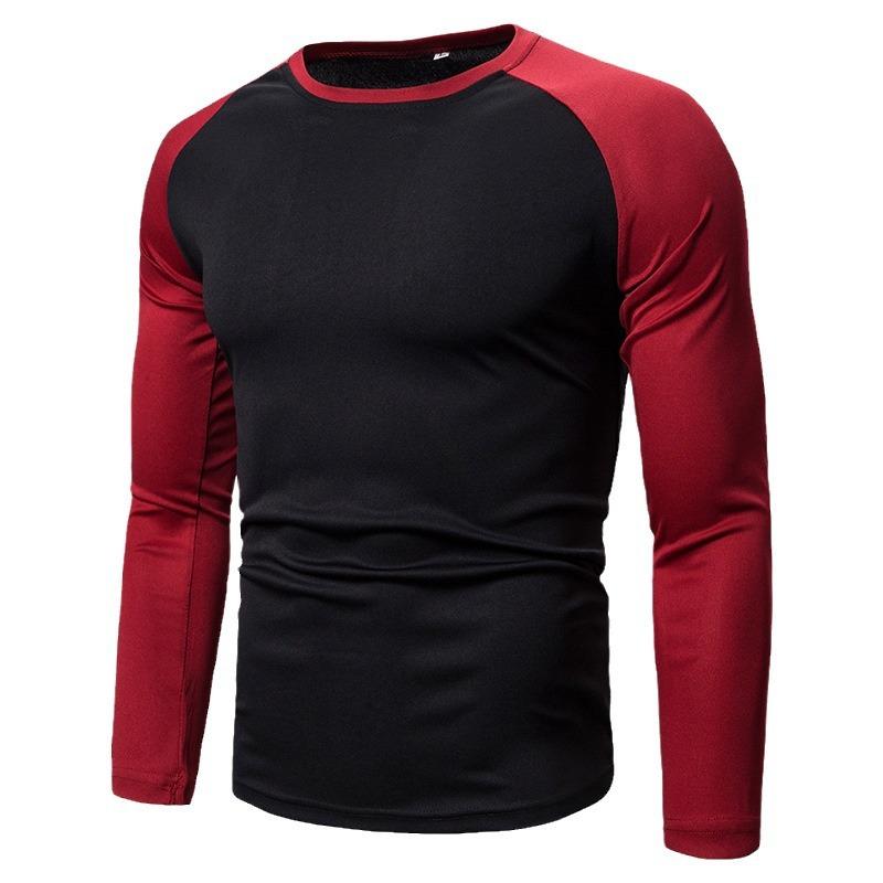 Spring Autumn Men's Fashion Quick Dry Athletic Long Sleeve T Shirt Moisture Wicking Performance Gym Training Tops