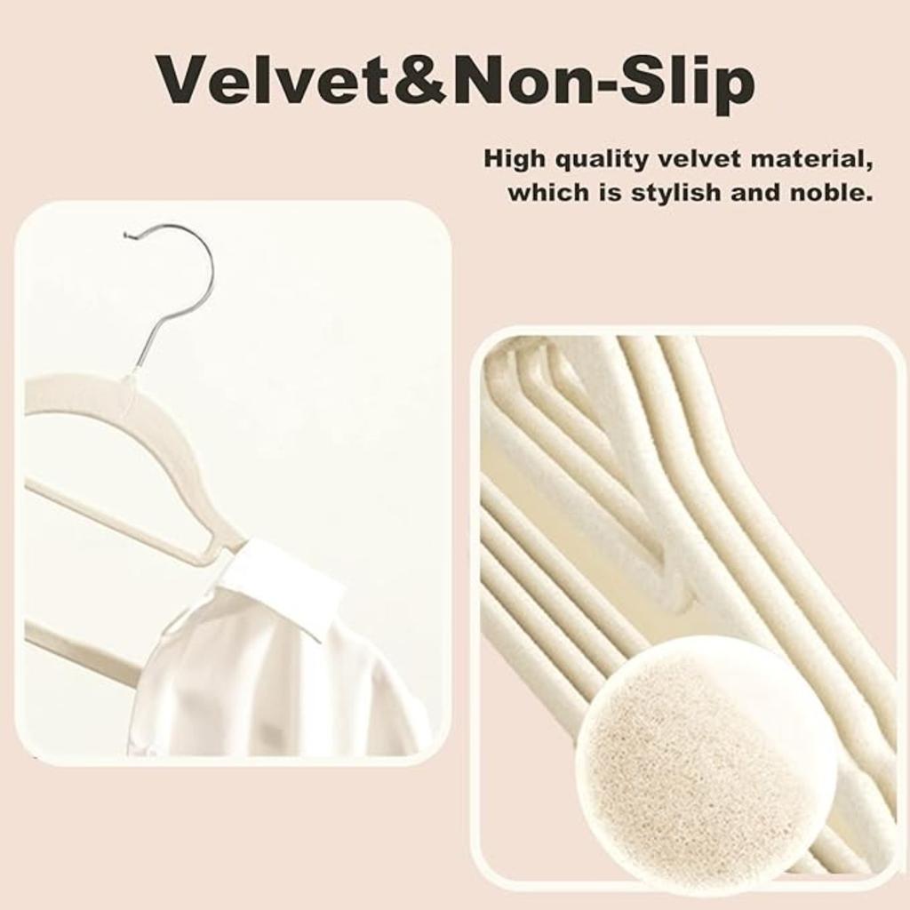 10Pcs Space Saving, Velvet Non-Slip Clothes Hangers, Heavy Duty with 360 Degree Swivel Hook for Clothing, Suit