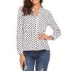Womens Long Sleeve Dot Print Cotton Linen Shirt With U Neck For Casual Office Wear