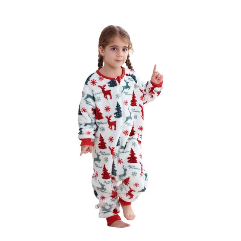 Flannel Baby Sleepsuit With Cartoon Print Flame Retardant Zipper Toddlers 1-3 Years