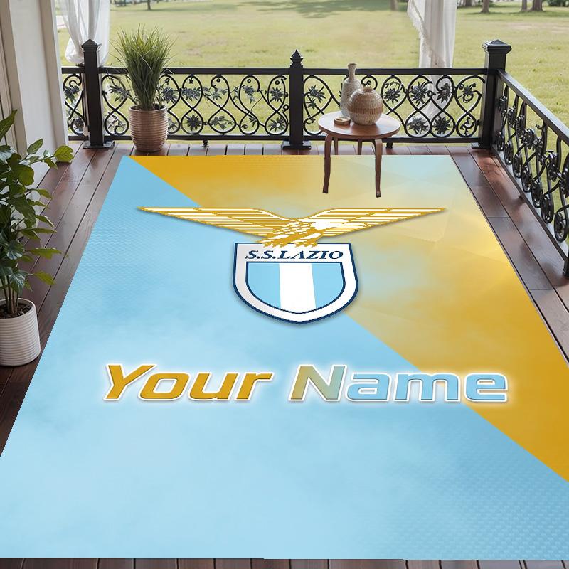 Custom Text Printed Rug Lazio FC Non Slip Floor Carpet For Home Room Decor