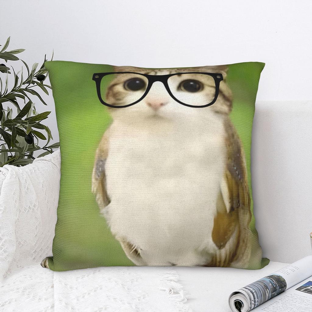 Декоративная наволочка Мяу Кошка Сова Мем Аксессуары Кровать Наволочка Чехол На молнии Разных размеров