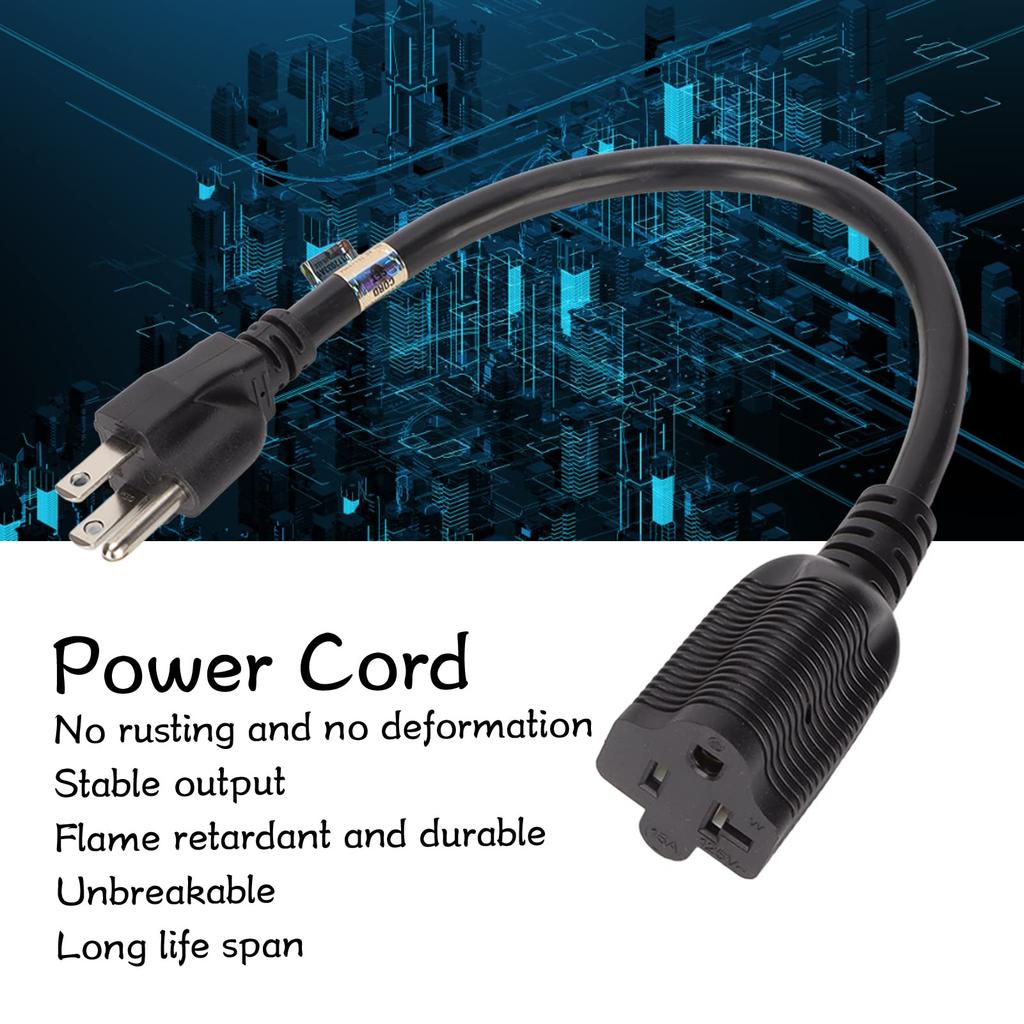 Nema 5-15P To 5-20R Adapter, Safe US Plug 125V Power Extension Cable (Plug and Play) for Computer