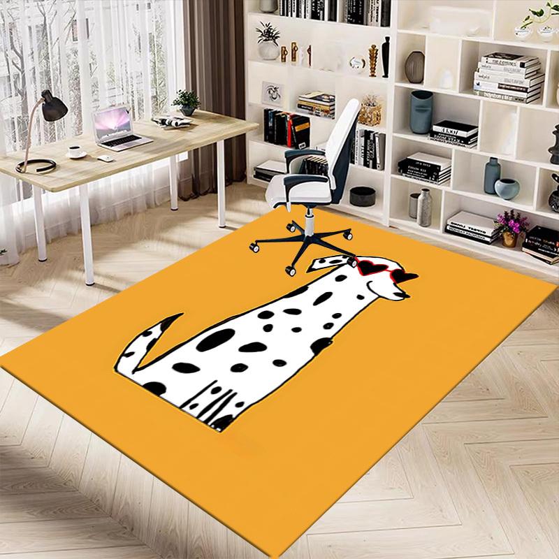 1PC Dalmatian Heart-shaped Non-Slip Floor Carpet Compatible for Office&Living Room&Bedroom&Dining room - Flat-Weave Machine-W272
