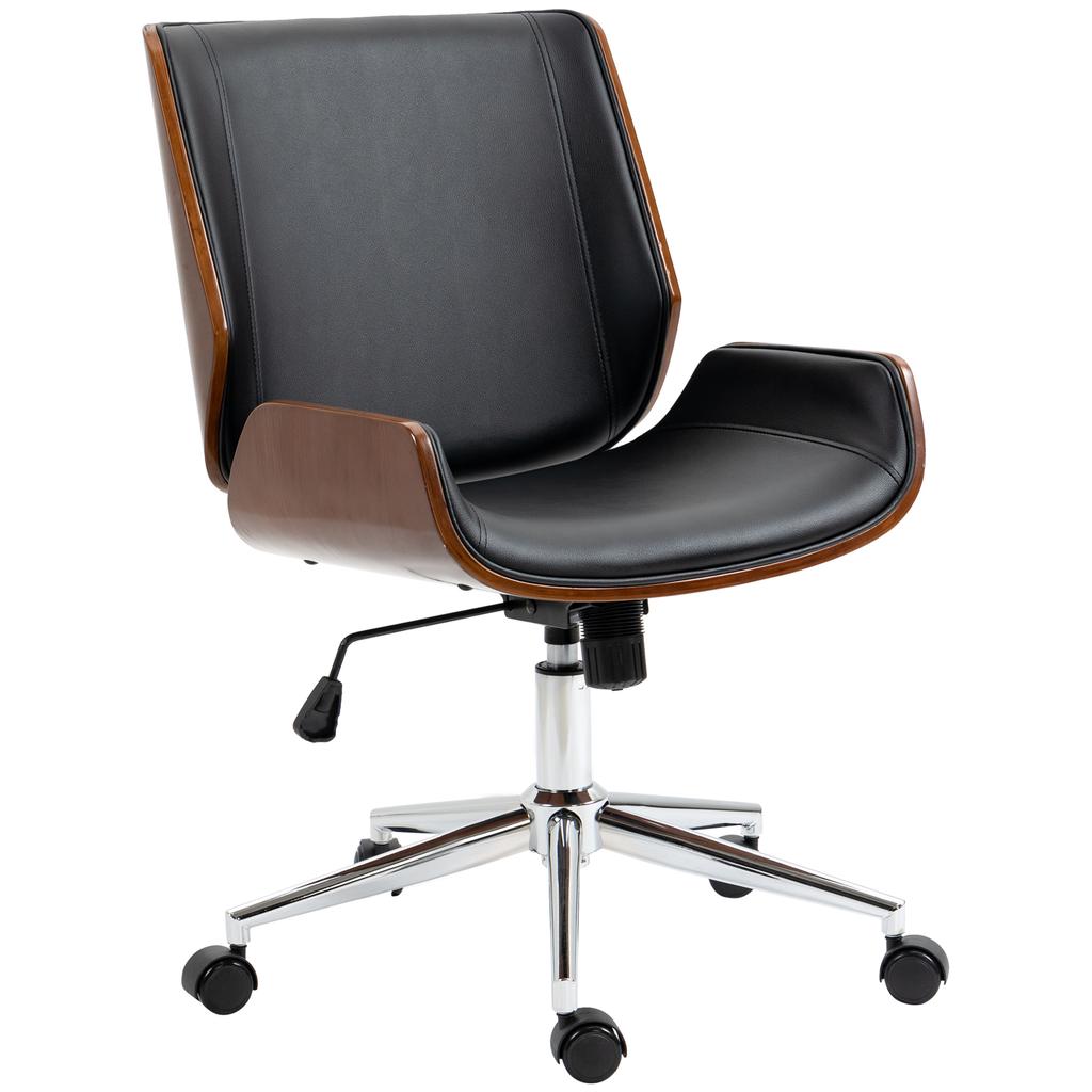 Desk Chair Computer Chair, Tilt Function, Height-Adjustable, Black + Silver