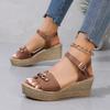 Fashion Fashion Chain Chunky Platform Sandals Women Pu Leather Wedge Heels Sandalias Mujer Summer 2024 Buckle Thick Sole Gladiator Shoes