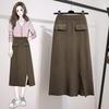 Трикотажная юбка с эластичной талией и дизайнерским разрезом для женщин зимой, большой размер, толстые мм, высокая талия, узкая прямая юбка миди