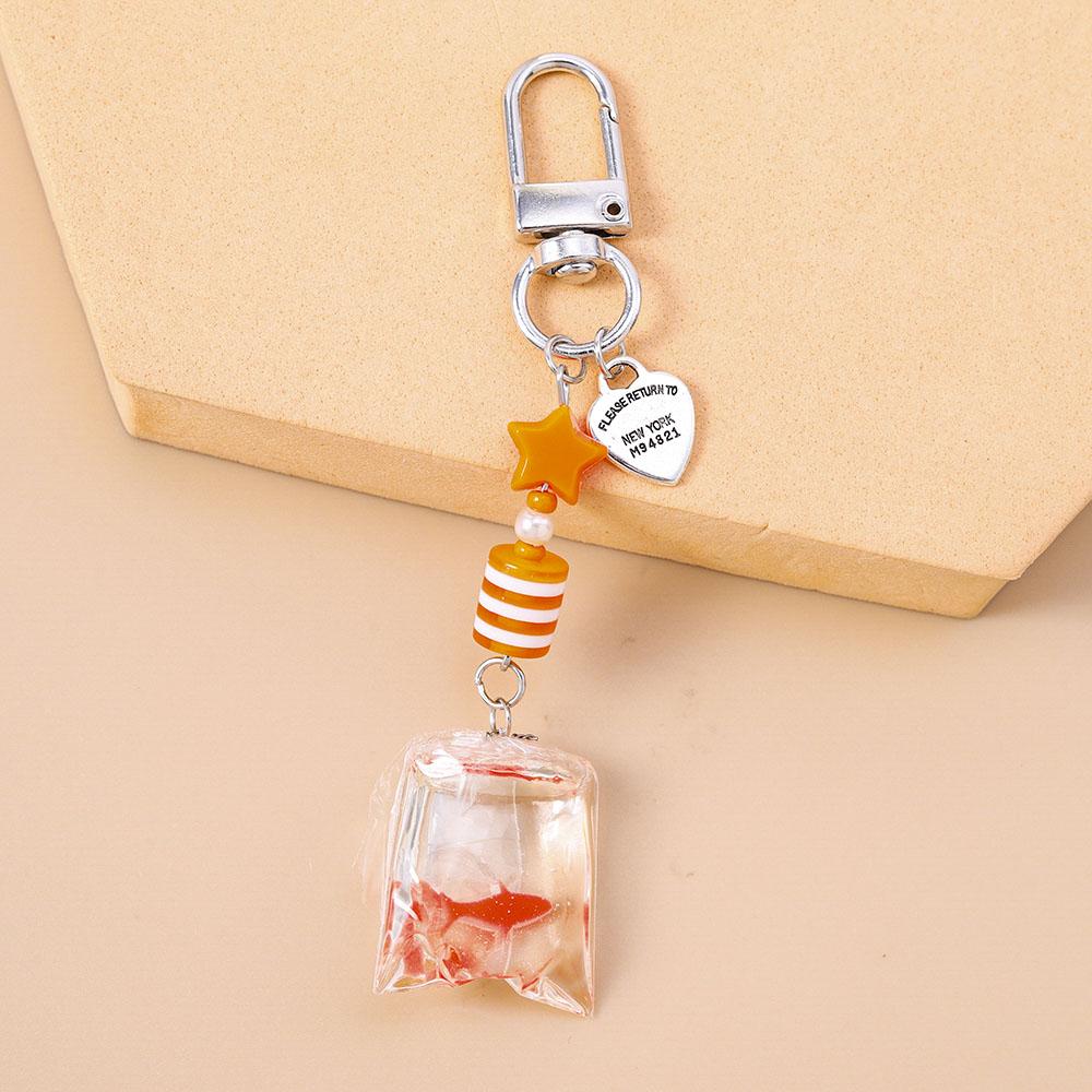 Aihua Creative Resin Waterbag Goldfish Keychains for Women Handag Pendant Keyring DIY Cute Phone Strap Jewelry Gifts