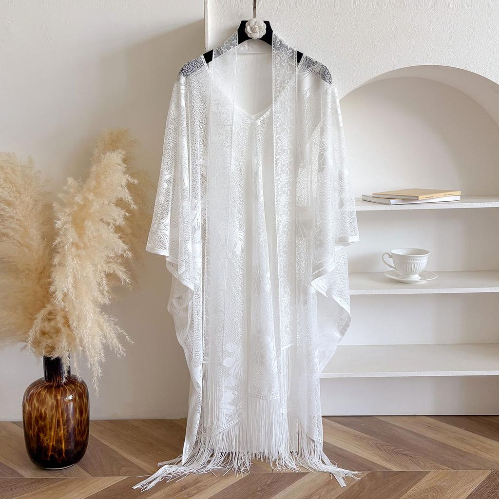 Women Lace Floral Shawl Hair Head Wrap Poncho Beach Sunscree Elegant Breathable Outdoor Lady Latest Design Scarf