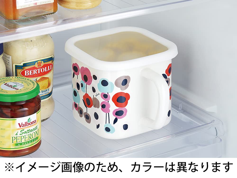 Tamahashi Storage Container Square Pot Enamel 1450ml Made In Japan Prune White OHANA YJ-822