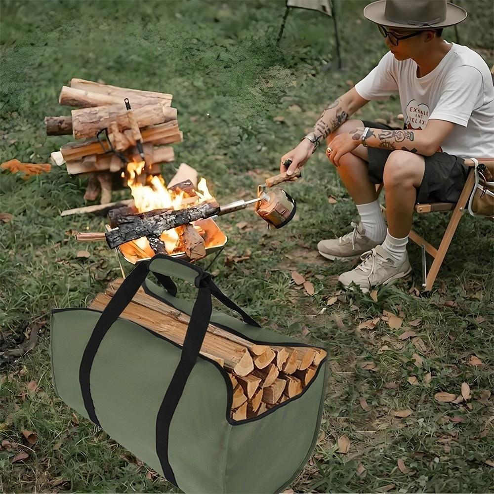 Прочная сумка-переноска для дров, большая вместимость, с прочными ручками, транспортер для бревен, износостойкая Оксфордская ткань