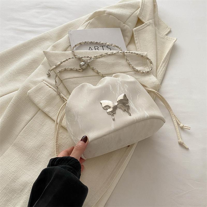 Bow Chain Small Bag Women'S Spring And Summer Niche Design Commuter Bucket Bag