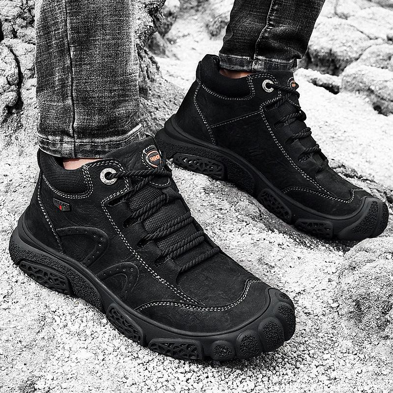 Мужские зимние повседневные туфли с флисовой подкладкой и носком, высокие хлопковые туфли большого размера из коровьей кожи для людей среднего и пожилого возраста