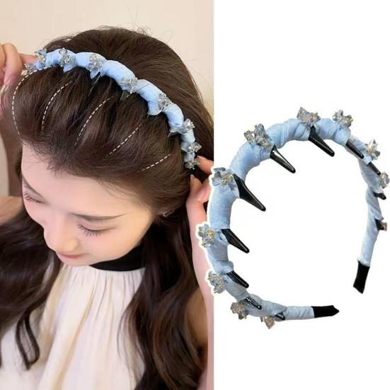 Женская повязка на голову, блестящие стразы, яркий цвет, тканевая обертка, обруч для волос, противоскользящие зубчики, аксессуары для волос