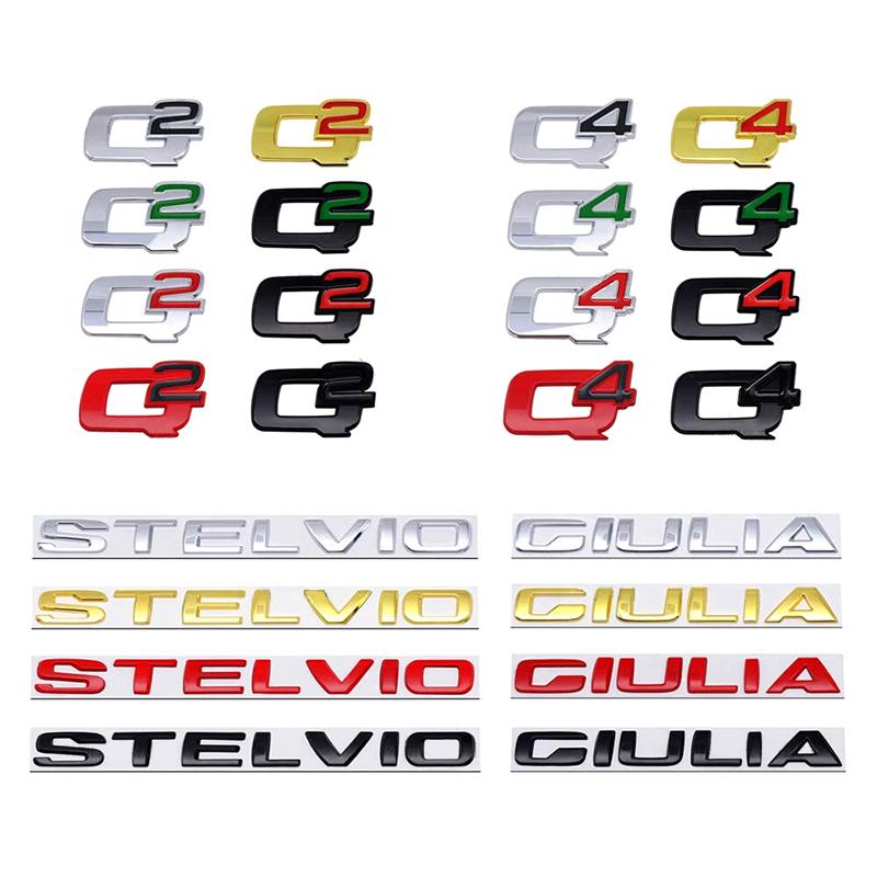 RZUD8 3D Metal Q2 Q4 Letter Badge Rear Giulia Stelvio Trunk Emblem Car Stickers For Alfa Romeo Giulia Stelvio Car Styling Accessories