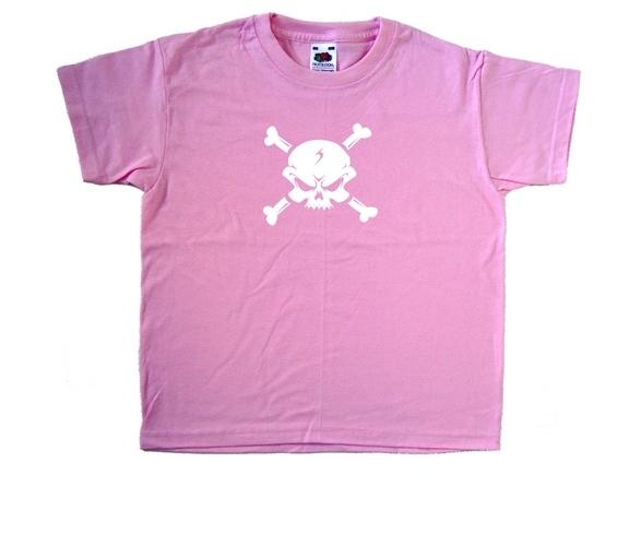 Skull And Crossbones Pirate Pink Kids T-Shirt
