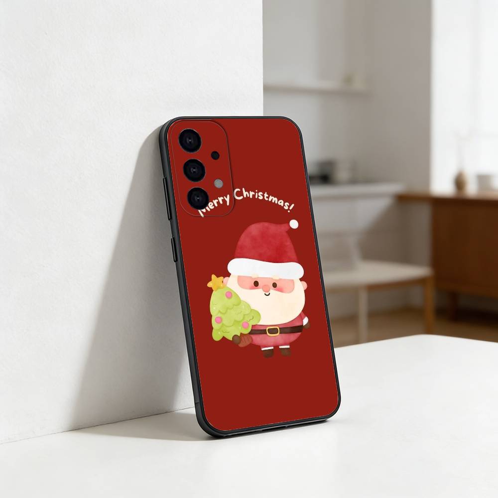 Чехол на телефон Рождественский Санта-Клаус Для Samsung S25,24,21,22,23,30,Ultra,20,Plus,Fe,Lite,Note Мягкий черный чехол