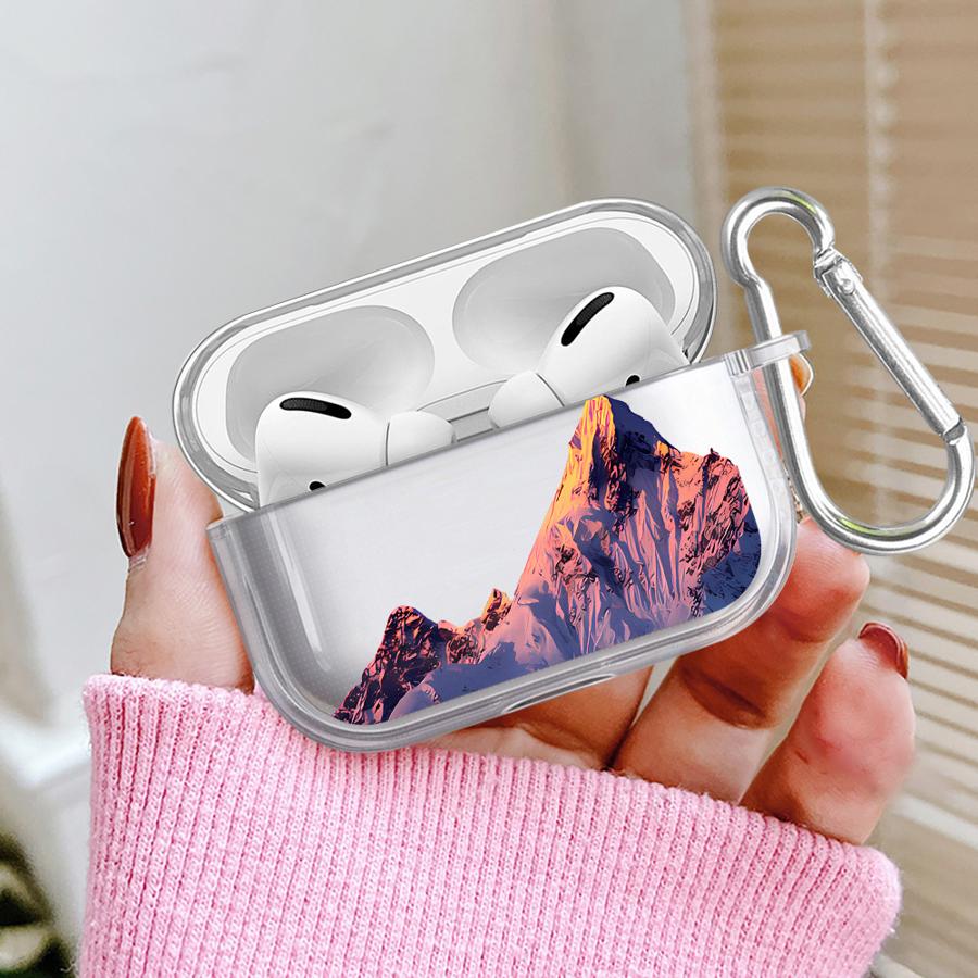 Чехол для Airpods Pro3 Pro2 1 4 2 Pro 3 Прозрачные чехлы для наушников Обложка Горный хребет Снежный