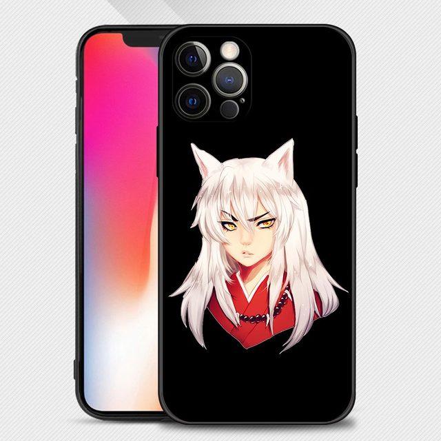 Чехол для телефона Iphone 14 13 12 11 Pro Max Xs Max Xr X 7 8 Plus 12 Mini 6s, силиконовый чехол с черным корпусом, аниме, милый Inuyasha
