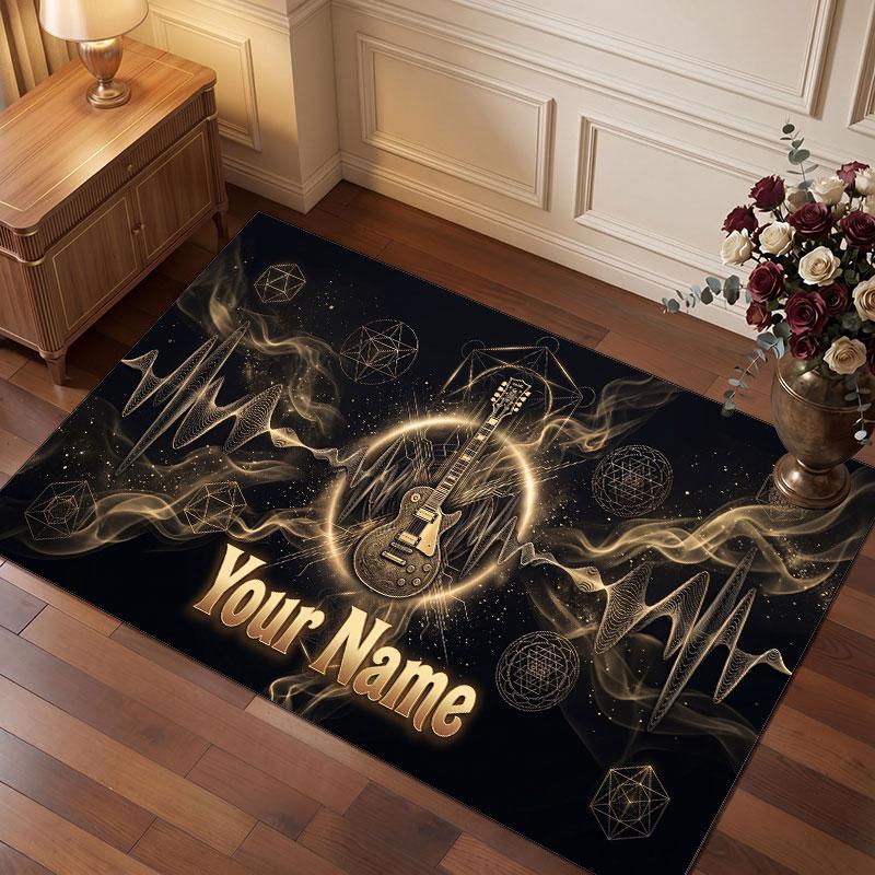Led Zeppelin Personalized Crystal Velvet Carpet, Customized Name Text Soft Anti‑Slip Rug for Living Room Bedroom