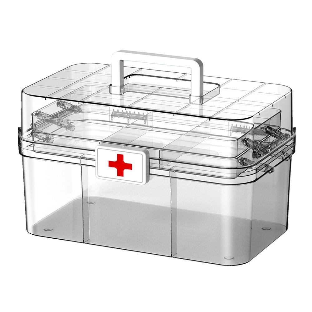 Сортировка хранения 3-слойная коробка для лекарств Пластиковый ящик для хранения лекарств Портативный медицинский шкафчик для офиса