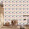 Christmas wallpaper white, coral, cream and blue 50x1000