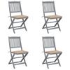 Day and Night - Day and Night Folding Garden Chairs 4 Pcs Cushions Solid Acacia Wood