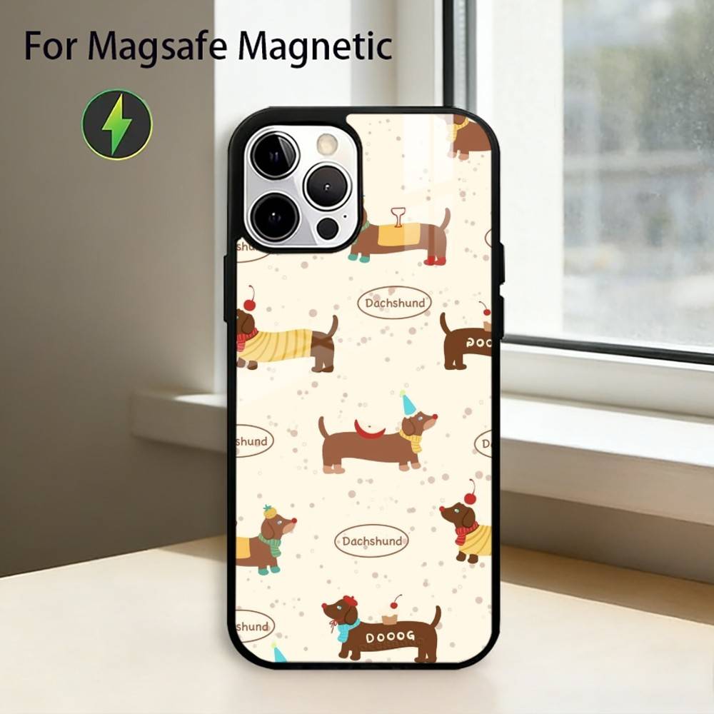 Милый такса сосиска D-Dog Чехол для телефона для iPhone 17, 16, 15, 14, 13, 12, 11 Plus, Pro Магнитный для Magsafe Беспроводной зарядки