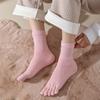 Женские носки-тапочки, зимние толстые носки с пятью пальцами, новые махровые носки