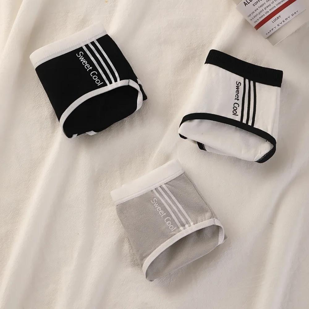 3Pcs/Set Solid Color Women Cotton Panties Mid Waist Women Briefs Lingerie  Sports Lingerie Use