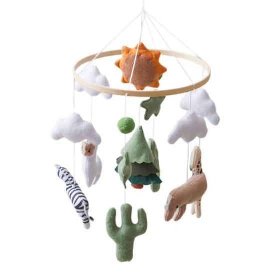 Мобиль для детской кроватки Облака Животные Лист Плюшевый Мобиль для кроватки Ручной работы Фетровый Подвесной декор для детской комнаты