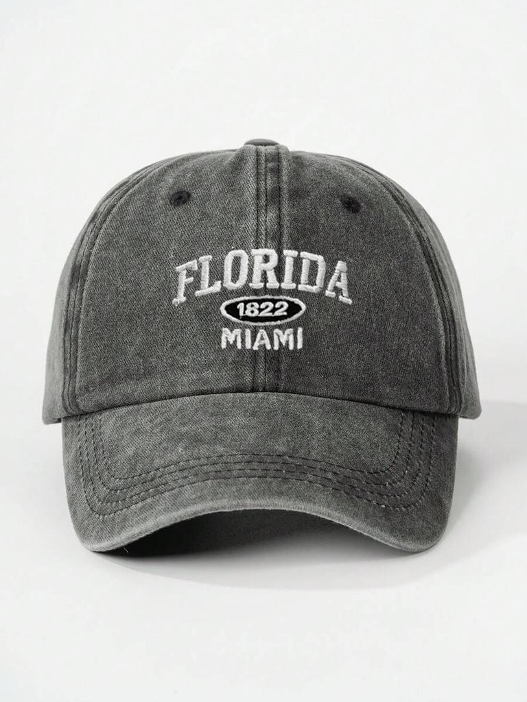 Джинсовая бейсболка с вышивкой «Florida 1822 Miami» Регулируемая уличная шляпа от солнца