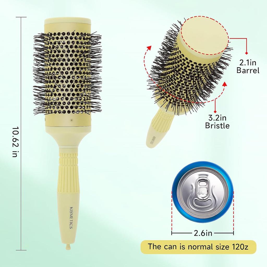 Brush with Ceramic Ion Thermal Barrel and Nylon Bristles,oil Round Hair Brush for Blow Drying,Styling,
