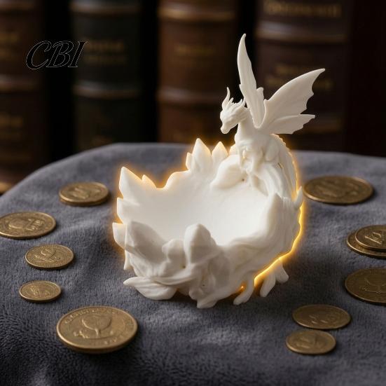 Ring Coin Holder 3D Printed Fantasy Dragon Tray, Gothic Coaster Dish for Keys Lightweight Storage Jewelry Coins, Desk Organizer Home Office,