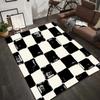 Черно-белый клетчатый ковер, абстрактный дизайн, напольный коврик, нескользящий ковер для гостиной, украшение дома