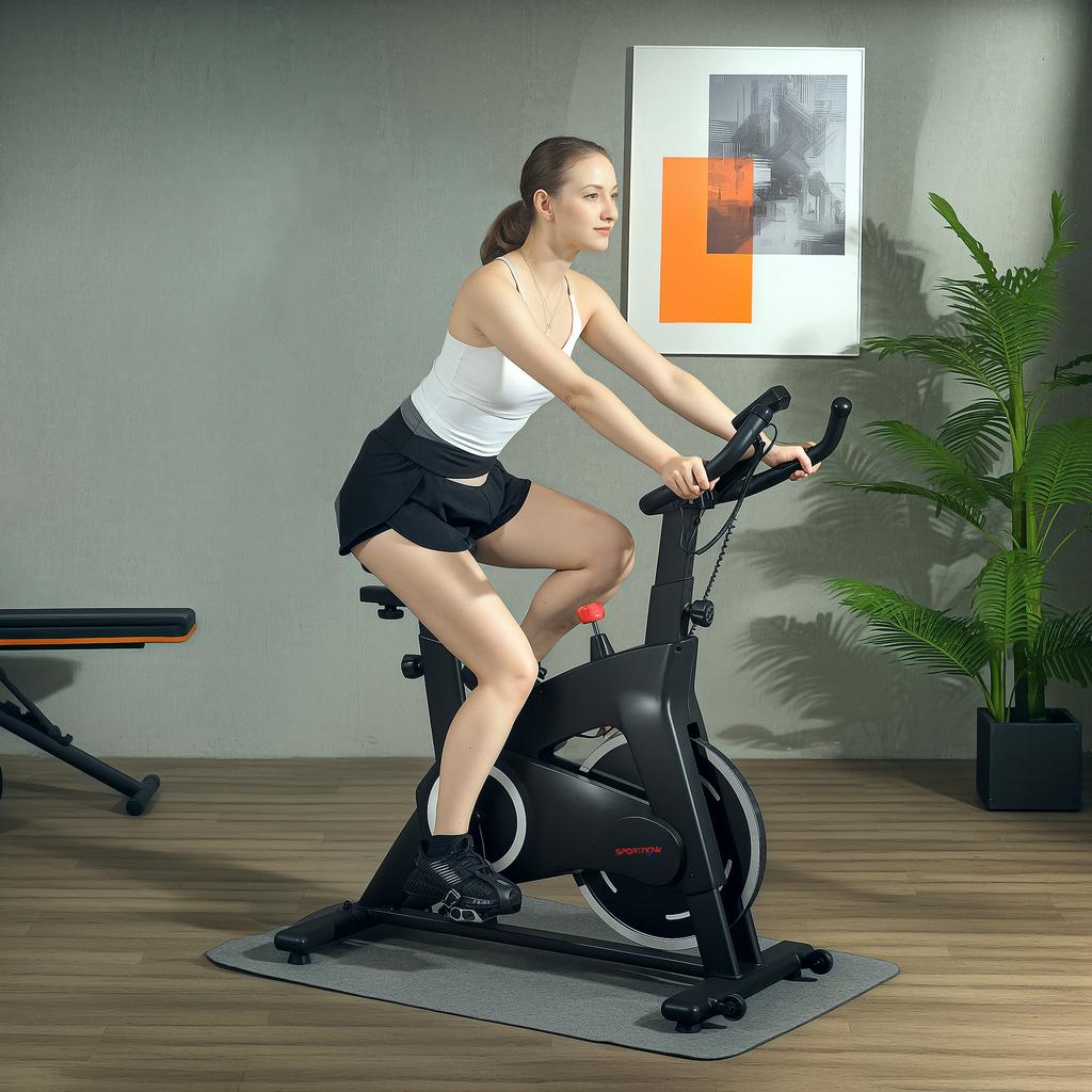 SPORTNOW Silent fitness exercise bike, resistance, adjustable saddle and handle, LCD screen, tablet support, black