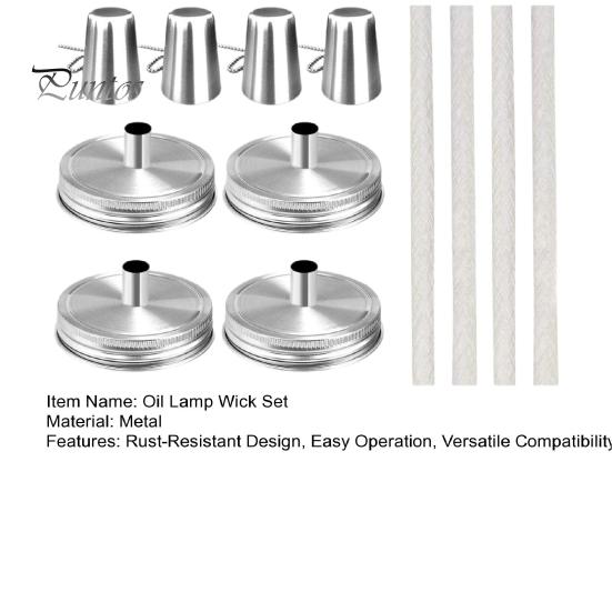 4 шт., сменный фитиль для масляной лампы, набор крышек из нержавеющей стали, набор масляных ламп «сделай сам», набор масляных ламп для уличной палубы, набор фитилей из стекловолокна