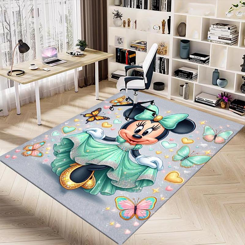 Minnie Mouse Butterfly Fantasy Carpet For Playroom Bedroom Living Room Sofa Home Decorkids Game Area Rug Nonslip Floor Mat