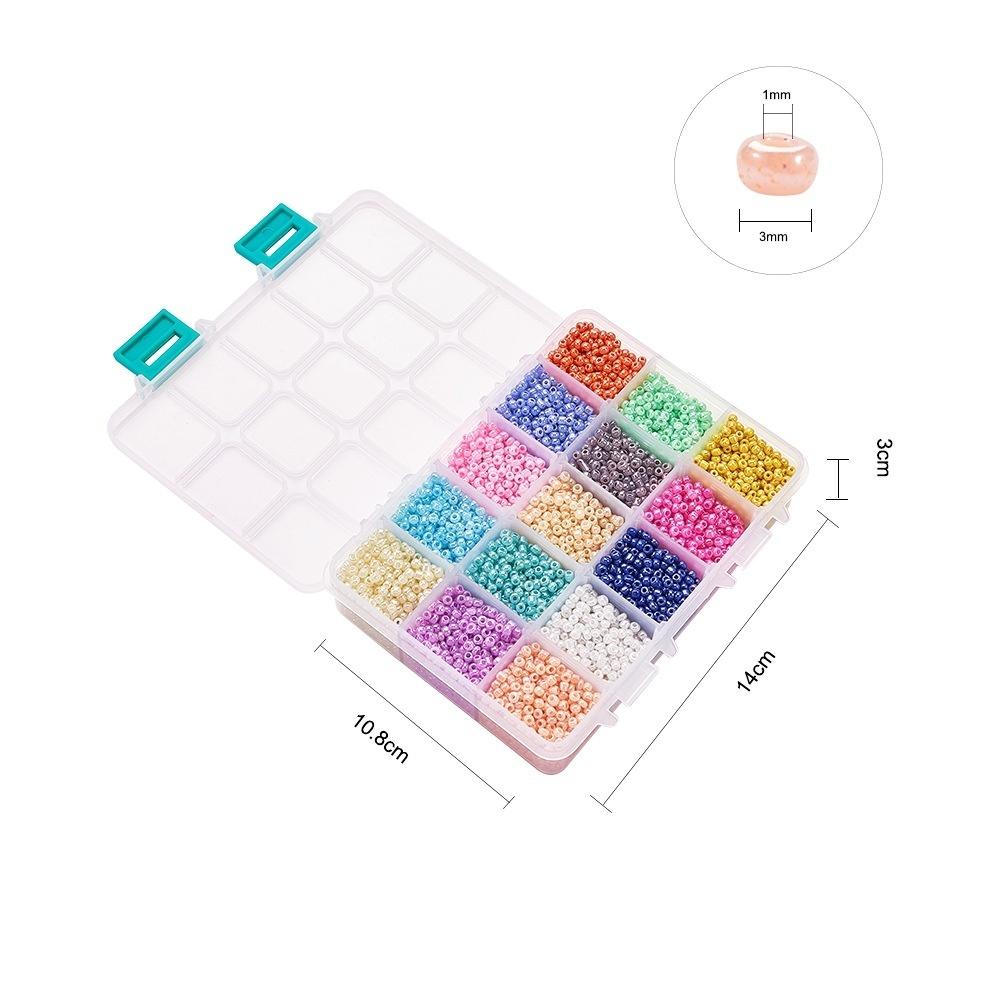 15-Color Glass Rice Beads Set Handmade Bracelet Beading Material DIY Rice Beads Jewelry Making Accessories About 7500pcs