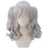 Cosplay Wig from The Second Style with Perfect for Costumes and Fancy Dress 2 Bonus Items Heat-resistant Castle, Silver-gray, Short, Curly, Twin-tail