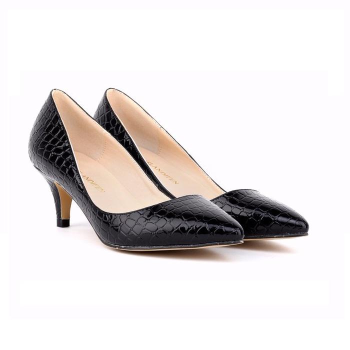 Sexy Faux Crocodile Pattern Leather Mid High Heels Pointed Toe Wedding Party Dress Pumps Women Shoes Shoe