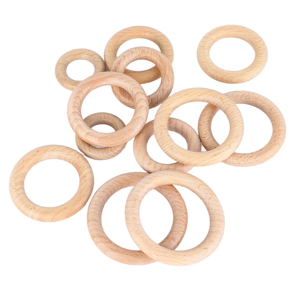 12Pcs Wooden Rings 6 Different Sizes Natural Wood Rings Unfinished Wooden Rings for Crafts Macrame Jewelry Making