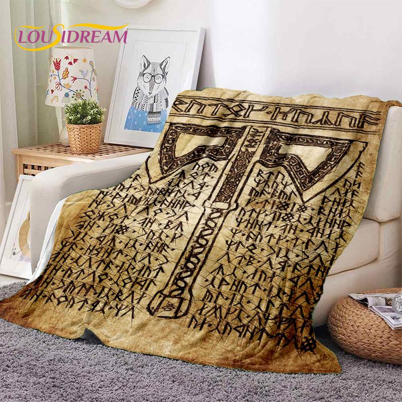 Скандинавский Викинг Один Вальхалла Валькнут Мягкие Пледы, Теплый Плед Уютный Плед для Пикника Кровати Дивана Дома Спальни