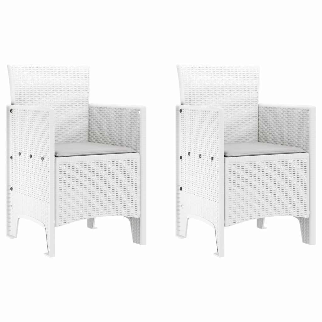 Garden Chair with Cushion 2 pcs White 53 x 49 x 85 cm Polypropylene
