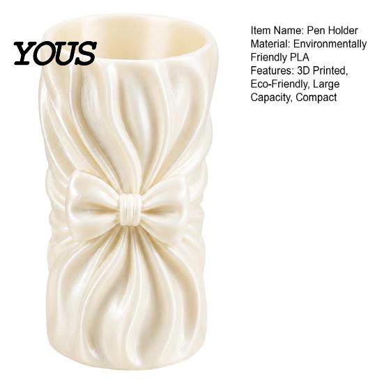 3D Printed PLA Pen Holder Bow Storage Holder, Ruffled Makeup Brush Cup, Decorative Compact Tool Organizer Desktop for Vanity Table Desk, Girl