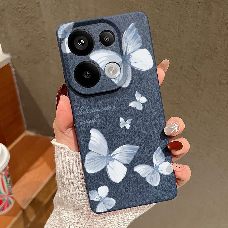Мягкий противоударный чехол TPU с принтом бабочек для Xiaomi 13T Pro Poco X7 X6 Redmi Note 14 Pro 13 12 11 10 Pro с текстурой кожи, тонкий матовый чехол для телефона